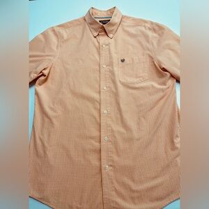 NWOT Chaps Easy Care Men's Peach & White Check Button Down Shirt - M